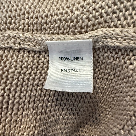 J Jill Love Linen Cardigan Women’s Med Sweater Beige Neutral Pockets Coastal - Picture 5 of 8
